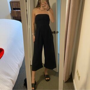 White Fox Black Wide Leg Strapless Jumpsuit